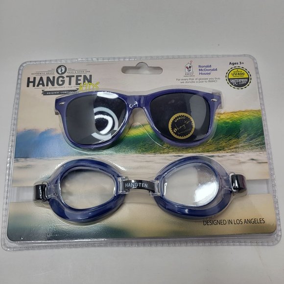 Hang Ten Kids Blue‎ Sunglasses and Swim Goggles Set Vacation Water Fun Toys - Picture 1 of 8